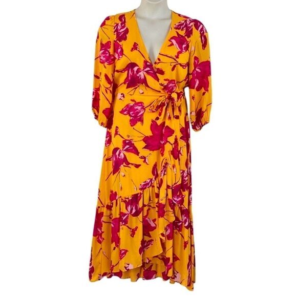 Color Me Courtney RTR Bright Orchid Floral Eleanor Wrap Maxi Dress Sz M - Picture 13 of 16